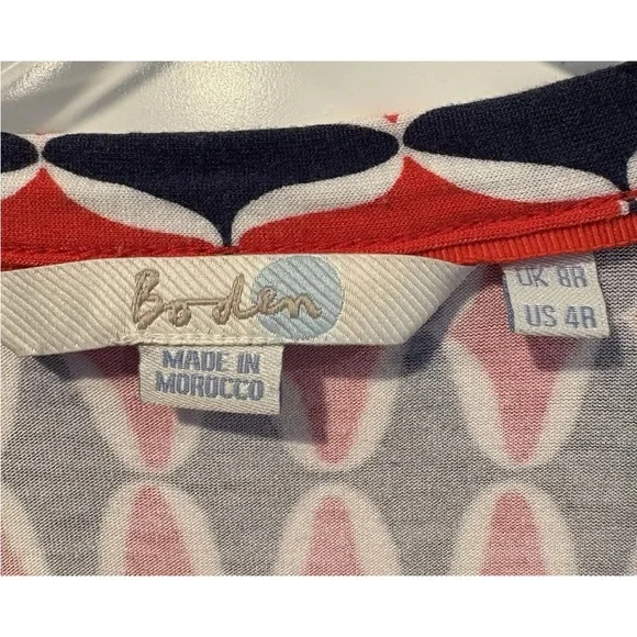 Boden Red White & Blue Geometric Print Wrap Dress Womens Size 4R (258) - Picture 3 of 5